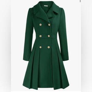 Elegant Green Double-Breasted Dress